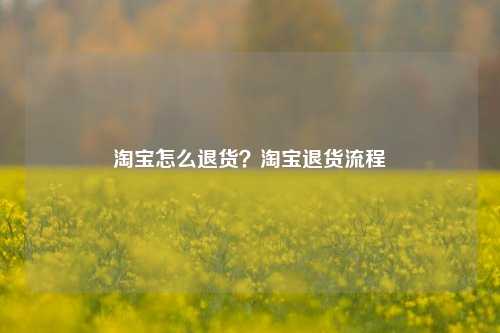 淘宝怎么退货？淘宝退货流程